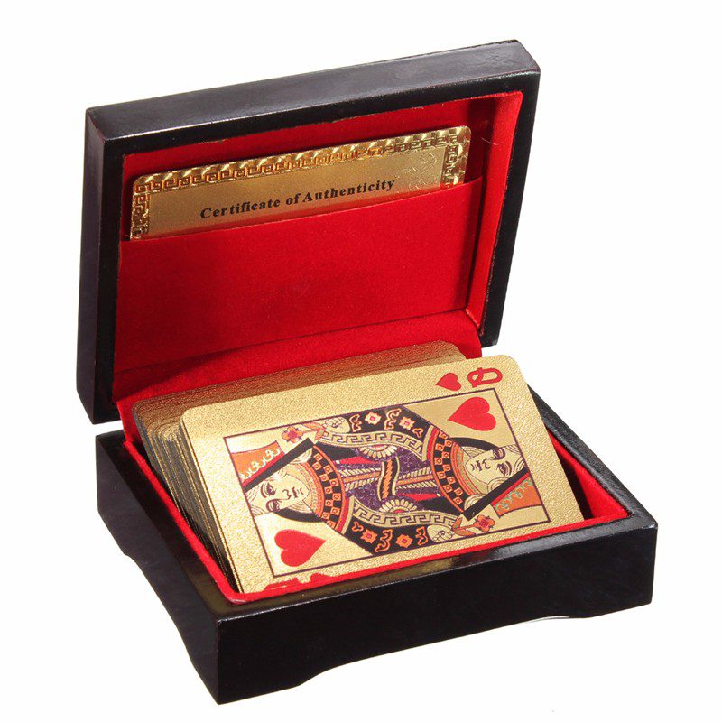 Special Gold Poker Playing Cards With Wooden Box And Certificate