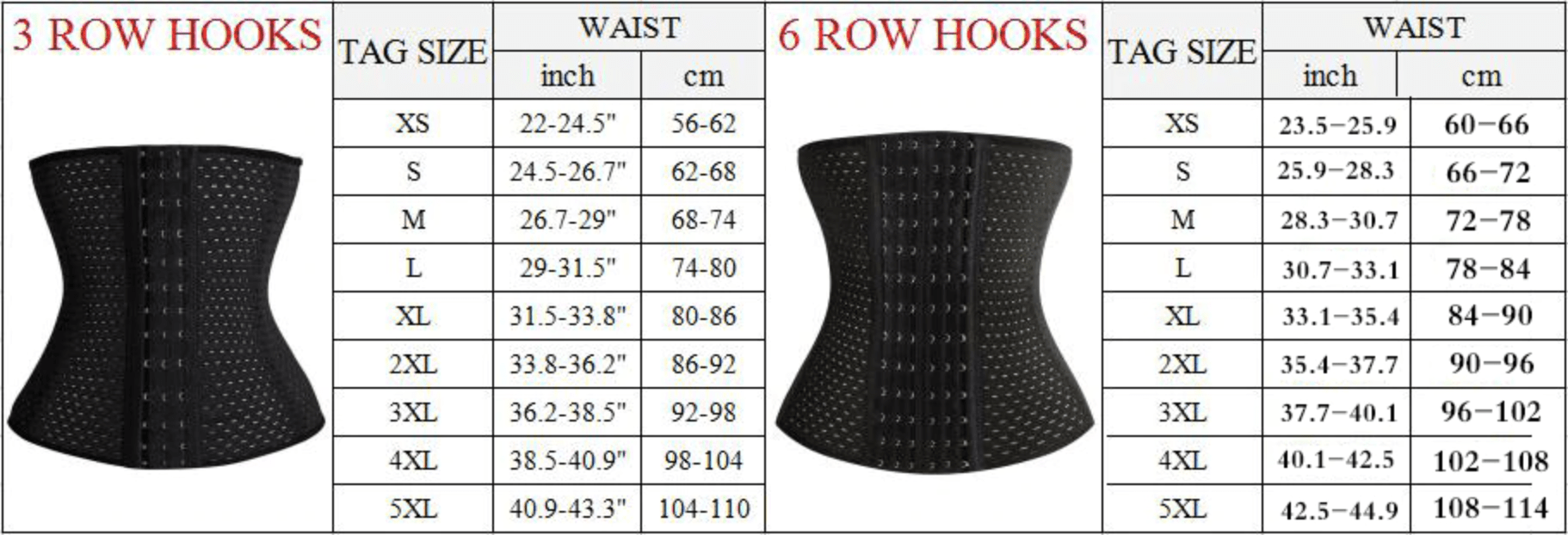 Perfect waist shaper waist trainer cincher corset slimming workout shape wear size chart