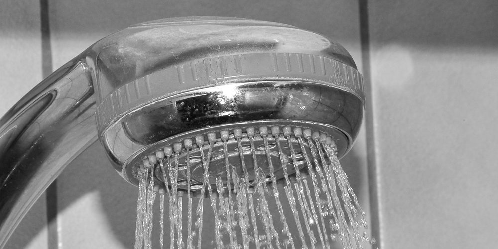 water spraying shower head