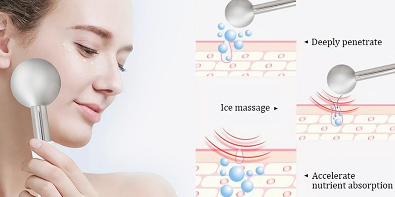 globos de hielo faciales, crioterapia, cuidado de la piel, antiarrugas