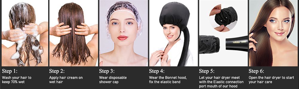 quick bonnet hair dryer how to steps